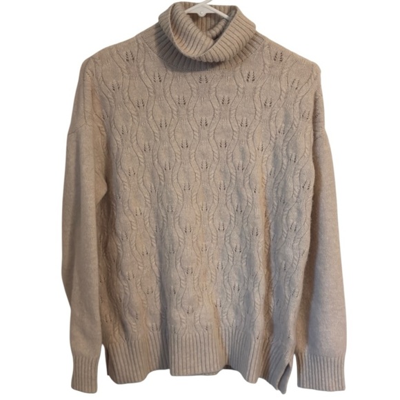 🌹Tabitha Webb Lambwool Cowl Neck Sweater with Textured Knit - Picture 1 of 4